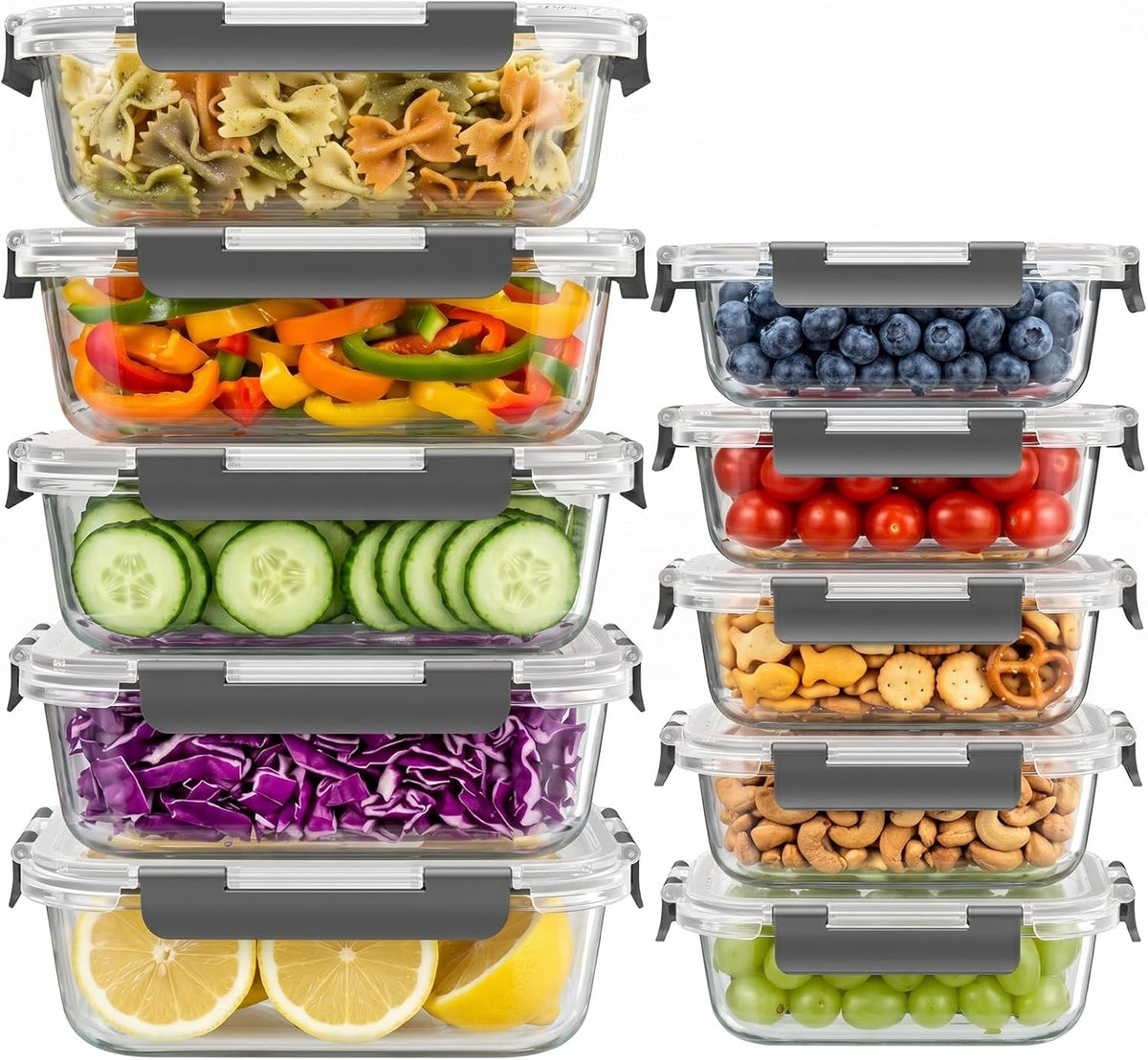 Glass Meal Prep Containers - 10 Sets