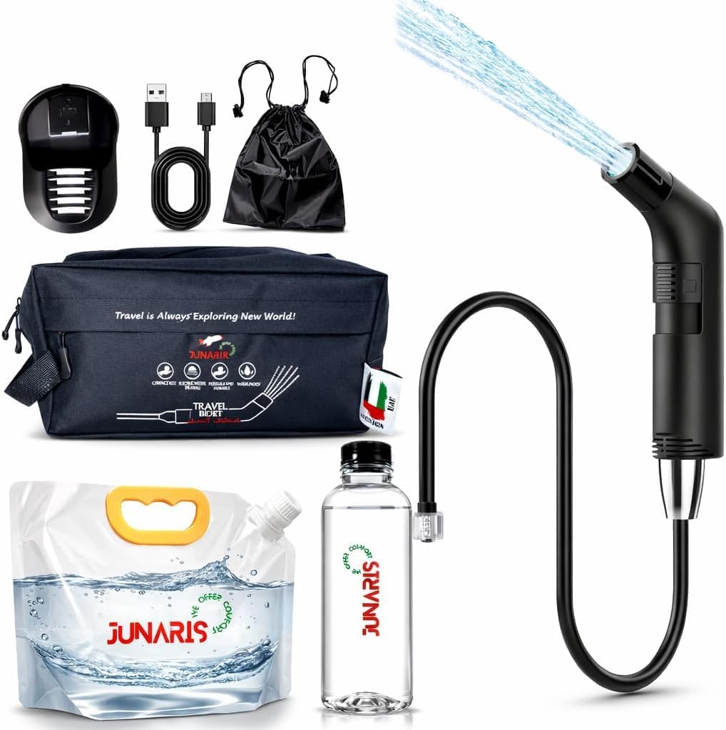 Electric Portable Bidet for Travel – Rechargeable Handheld Sprayer, 2 Spray Modes, IPX6 Waterproof, 600ml Bottle & 3.5L Water Bag